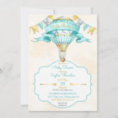 Hete Luchtballon Turquoise Goud Geslachtsneutraal Kaart (Voorkant)