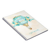 Hete Luchtballon Turquoise Gouden Gele Rozen Gift Notitieboek (Rechterzijde)