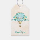 Hete Luchtballon Turquoise Gouden Gele Rozen Pijl Cadeaulabel (Voorkant)