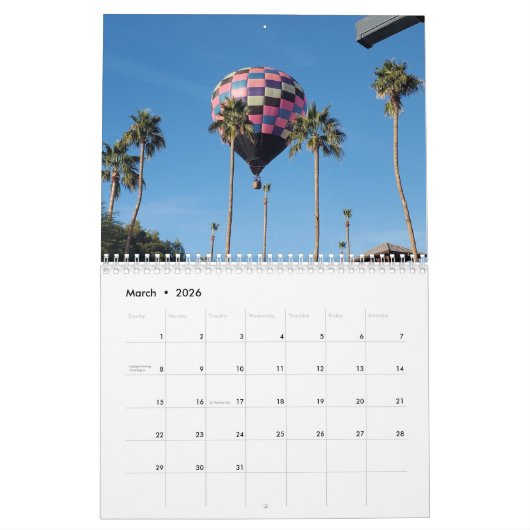 Hete Luchtballon Twee pagina Medium Kalender, Wit Kalender (Mar 2026)