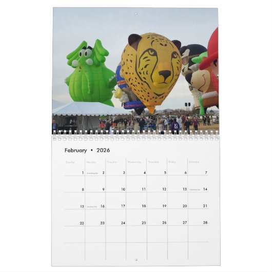 Hete Luchtballon Twee pagina Medium Kalender, Wit Kalender (Feb 2026)