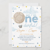 Hete Luchtballon Tweelingen Mr. Onederdful Verjaar Kaart (Voorkant)