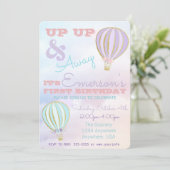 Hete luchtballon, up & away verjaardag kaart (Staand voorkant)