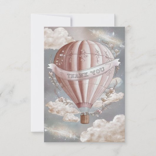 hete luchtballon van Boho Clouds Bedankkaart (Voorkant)