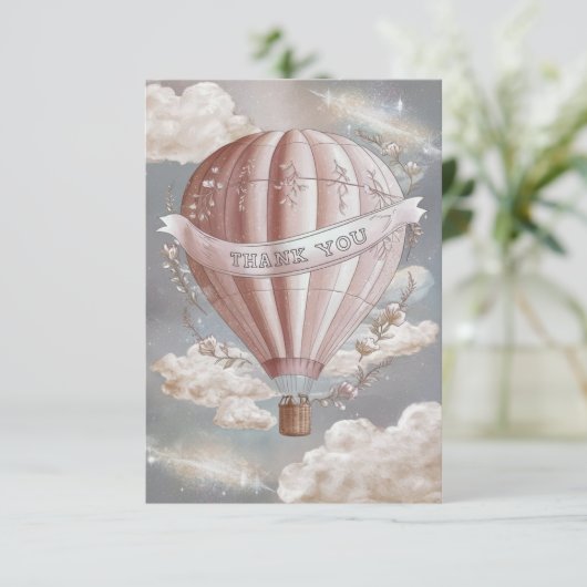 hete luchtballon van Boho Clouds Bedankkaart (Staand voorkant)