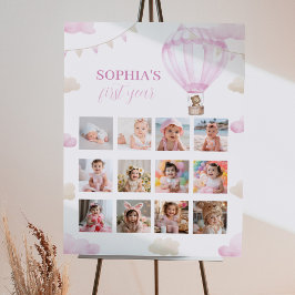 Hete Luchtballon Verjaardag 12 Foto Mijlpaal Poste Poster