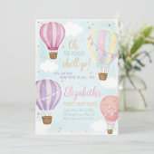 Hete Luchtballon Verjaardag Evenement Uitnodiging (Staand voorkant)