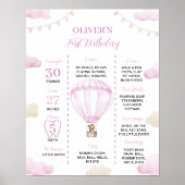 Hete Luchtballon Verjaardag Mijlpaal teken Poster (Voorkant)