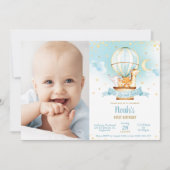 Hete Luchtballon Verjaardag Schattige Oerwoud Dier Kaart (Voorkant)