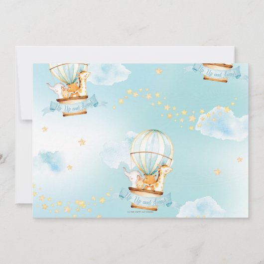 Hete Luchtballon Verjaardag Schattige Oerwoud Dier Kaart (Achterkant)