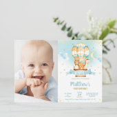 Hete Luchtballon Verjaardag Schattigee Baby Dieren Kaart (Staand voorkant)