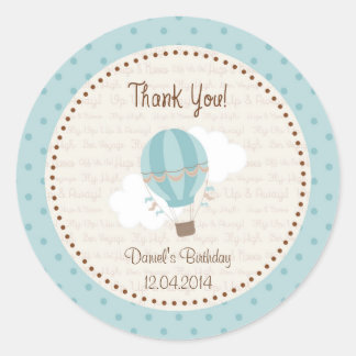 Hete Luchtballon Verjaardag Sticker Blauw
