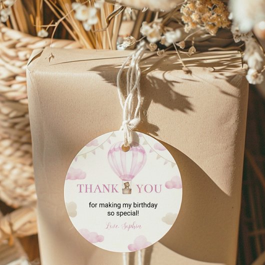 Hete Luchtballon Verjaardag Sticker Label Party