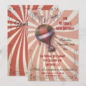 Hete luchtballon Verjaardag Uitnodiging (Voorkant / Achterkant)