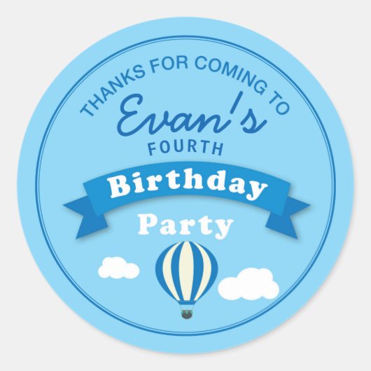 Hete Luchtballon Verjaardagsfeestje Dank u Sticker (Voorkant)