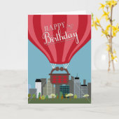 Hete luchtballon voor de Skyline Birthday Kaart (Gele Bloem)