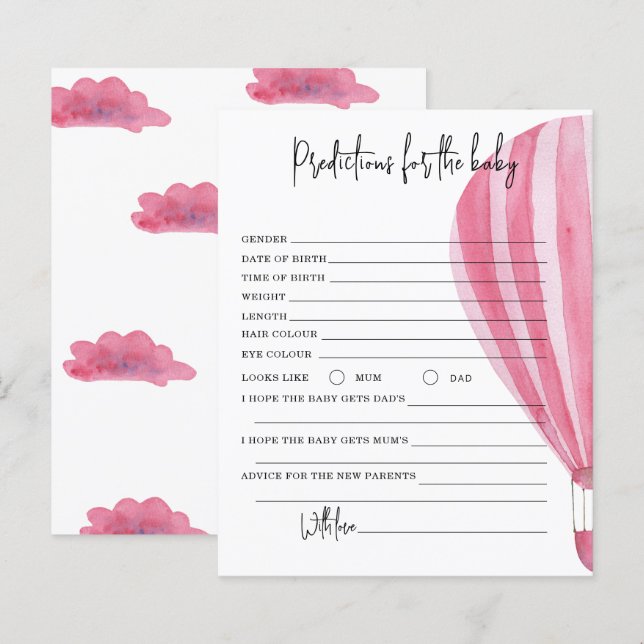 Hete luchtballon - voorspellingen en advies baby (Voorkant / Achterkant)