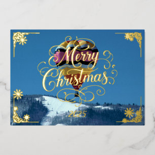 Hete Luchtballon Vrolijk Kerstfeest met Gedicht Go Folie Feestdagenkaart