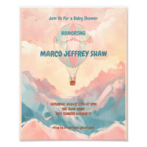 Hete Luchtballon Waterverf Baby shower