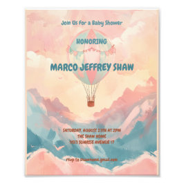 Hete Luchtballon Waterverf Baby shower Foto Afdruk