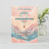 Hete Luchtballon Waterverf Baby shower Kaart (Staand voorkant)