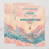 Hete Luchtballon Waterverf Baby shower Kaart (Voorkant / Achterkant)