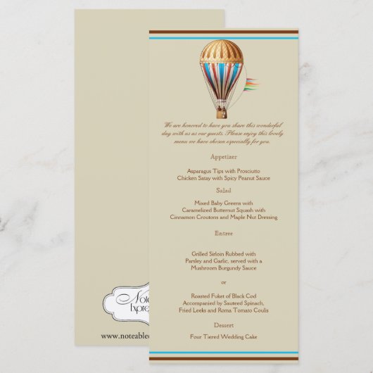  Hete Luchtballon Wedding Menu (Voorkant / Achterkant)