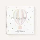 Hete Luchtballon Wensen voor Baby Roze Gastboek Notitieboek (Voorkant)