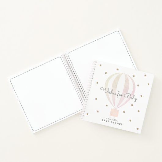 Hete Luchtballon Wensen voor Baby Roze Gastboek Notitieboek (Binnen)