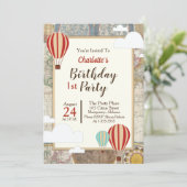 Hete Luchtballon & Wereldkaart  Avontuur Kaart (Staand voorkant)