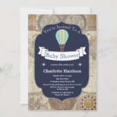 Hete Luchtballon & Wereldkaart Baby shower Kaart (Voorkant)