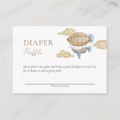 Hete Luchtballon Witte Baby shower Luier Raffle Informatiekaartje (Voorkant)