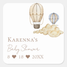 Hete Luchtballon Witte Baby showers Envelop Afdich Vierkante Sticker