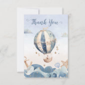 Hete Luchtballon Zee Waves Jongen Baby shower Bedankkaart (Voorkant)