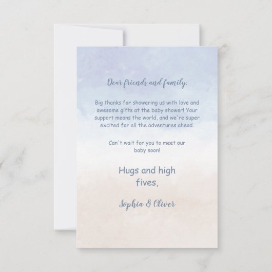 Hete Luchtballon Zee Waves Jongen Baby shower Bedankkaart (Achterkant)