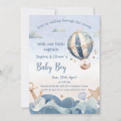 Hete Luchtballon Zee Waves Jongen Baby shower Boek Kaart (Voorkant)