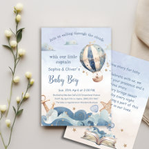 Hete Luchtballon Zee Waves Jongen Baby shower Boek