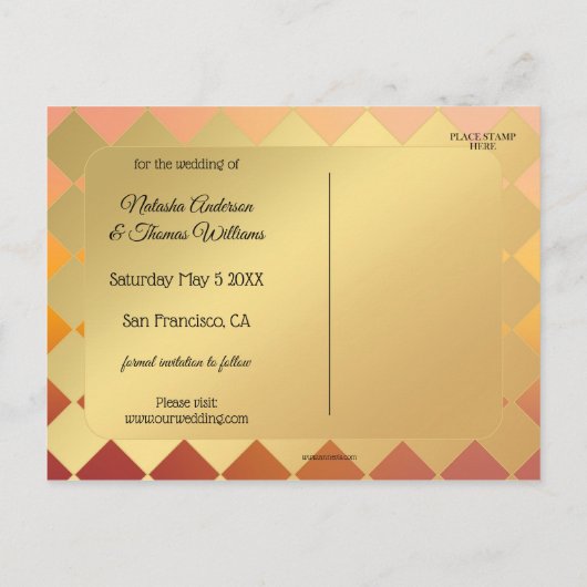 Hete Luchtballon Zonsondergang Sla het Datum Brief Aankondigingskaart (Achterkant)