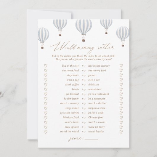 Hete luchtballon zou mama liever Baby shower Kaart (Voorkant)