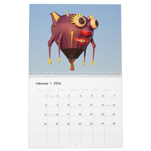 Hete luchtballonnen 2026 kalender (Feb 2026)