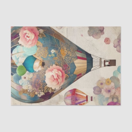 Hete Luchtballonnen Abstracte Collage Decoupage Tissuepapier (Voorkant)