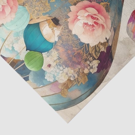 Hete Luchtballonnen Abstracte Collage Decoupage Tissuepapier (Detail)