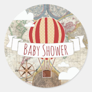 Hete Luchtballonnen  Avontuur Baby shower Ronde Sticker