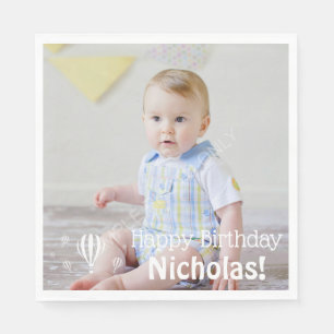 Hete Luchtballonnen Baby's Eerste Verjaardag Foto Servet