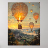 Hete luchtballonnen bij zonsopgang in impressionis poster (Voorkant)