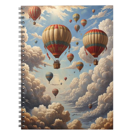Hete luchtballonnen Blue Sky Clouds Sunset  Notitieboek (Voorkant)