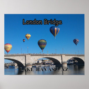 Hete Luchtballonnen boven de London Bridge Poster