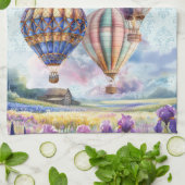 Hete luchtballonnen boven het Schilderachtig platt Theedoek (Gevouwen)