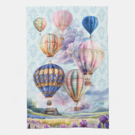 Hete luchtballonnen boven het Schilderachtig platt Theedoek