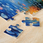 Hete luchtballonnen boven pastelstroom legpuzzel (Zijkant)